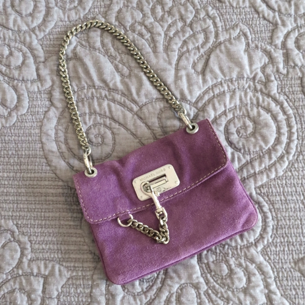 Michael Kors Purple Suede Chain-Handle Shoulder Bag